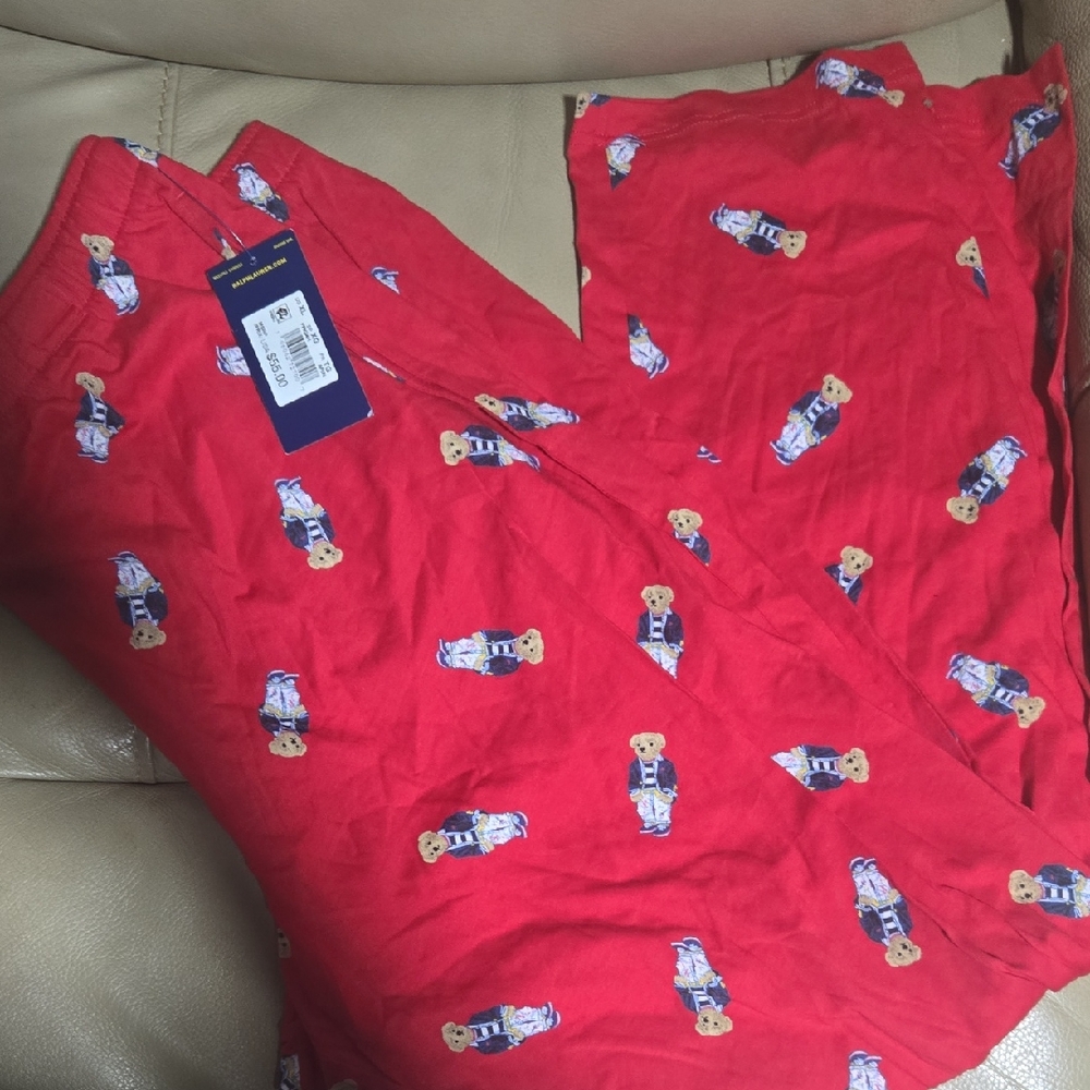 Mens XL Polo Ralph Lauren Polo by Ralph Lauren Red Bear Print Pants